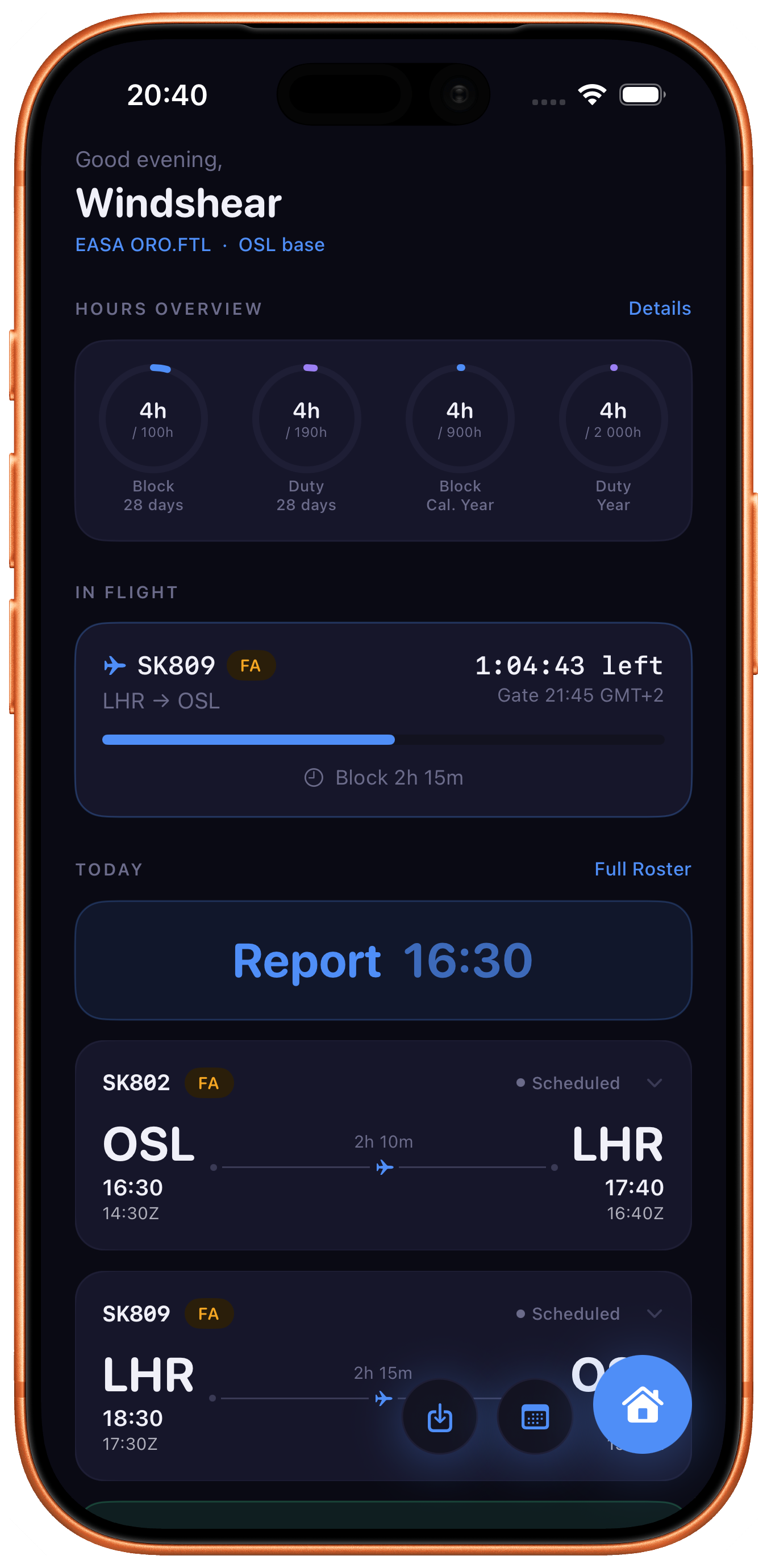 Windshear home screen